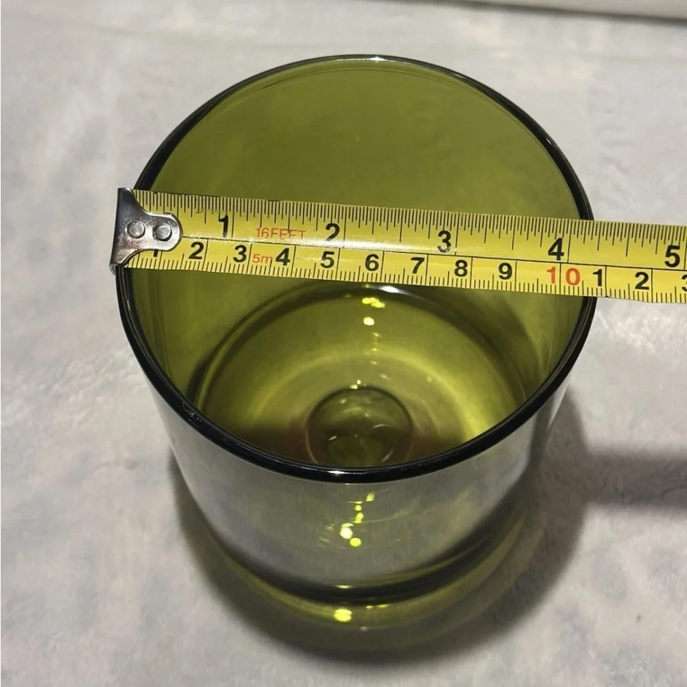 Crate&Barrel London Mini Hurricane Candle Holder Olive Green Glass Pedestal 5.5T - Picture 10 of 13